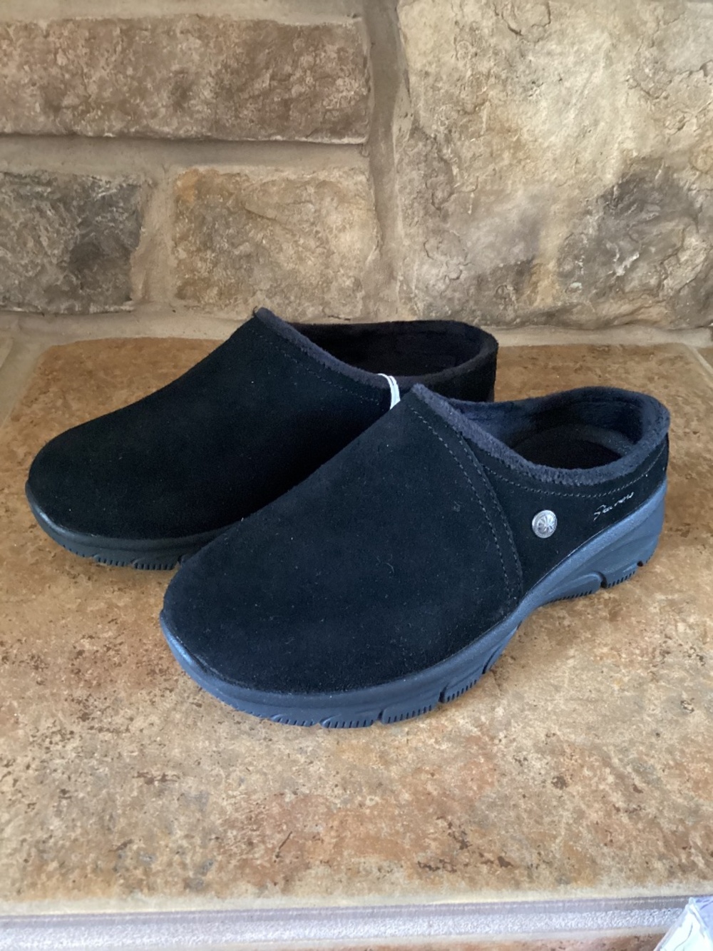 Skechers Easy‎ Going Lovely Latte Clog Women’s Size 6.5 WIDE Black Suede Relaxed